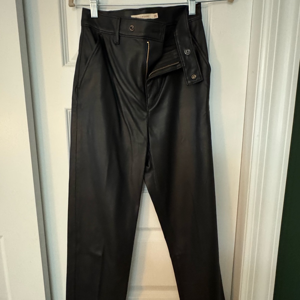 Black Faux Leather Wide Leg Pants